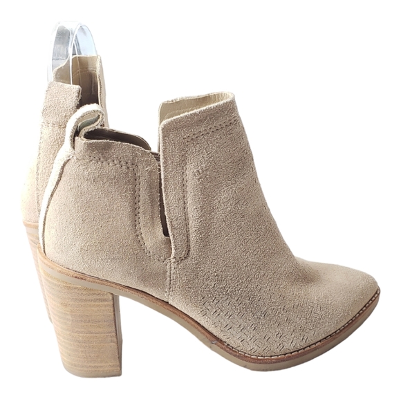 Dolce Vita Stacked Heel Pull-on Laser Cut Basket Weave Pointy Spade Bootie 7.5 - Picture 6 of 12